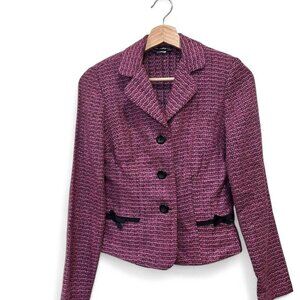 Vintage Jodi Christopher Pink Black Tweed Blazer XS Petite 90s